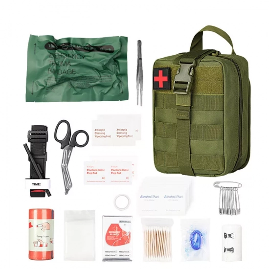 Complete Tactical Survival First Aid Kit - Military-Grade Medical Trauma Bag with Dressing Equipment