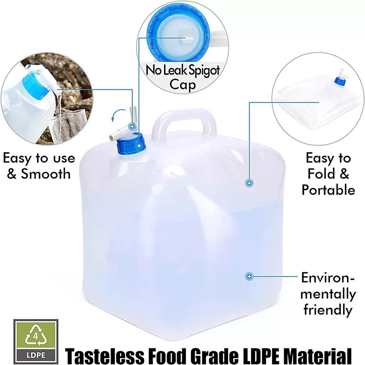 Emergency Preparedness Essential: Collapsible Water Jug Bags with Spigot - Portable & Reusable Emergency Water Storage Containers & Pouches (6)