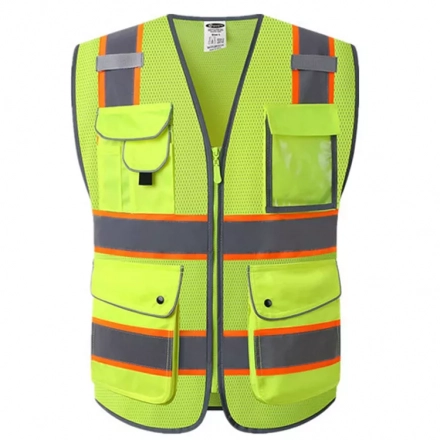 High-Visibility Orange Safety Vest with Fire Resistance - Ideal for Night Patrol, Reversible Design, Extra Long Coverage for Enhanced Safety