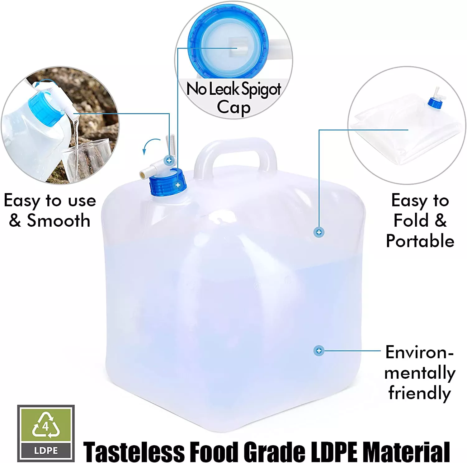 Emergency Water Jug Bags with Spigot, Collapsible Water Containers, emergency water storage containers, water pouch
