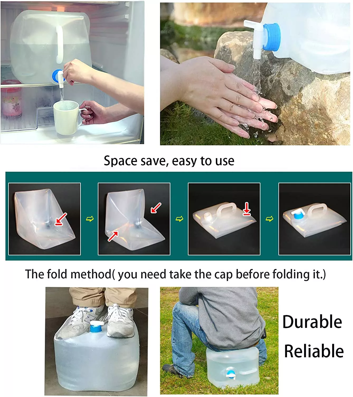 Emergency Water Jug Bags with Spigot, Collapsible Water Containers, emergency water storage containers, water pouch