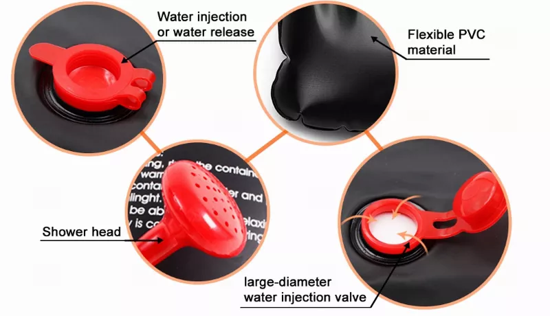 solar shower system, portable shower bag, solar shower camping, solar shower bag, backpacking shower, outdoor shower bag