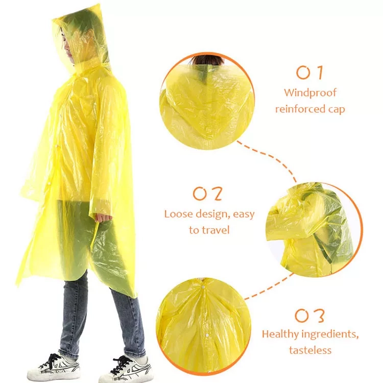 Stay Dry on the Go: Clear, Disposable Raincoats and Ponchos for One-Time Use (3)
