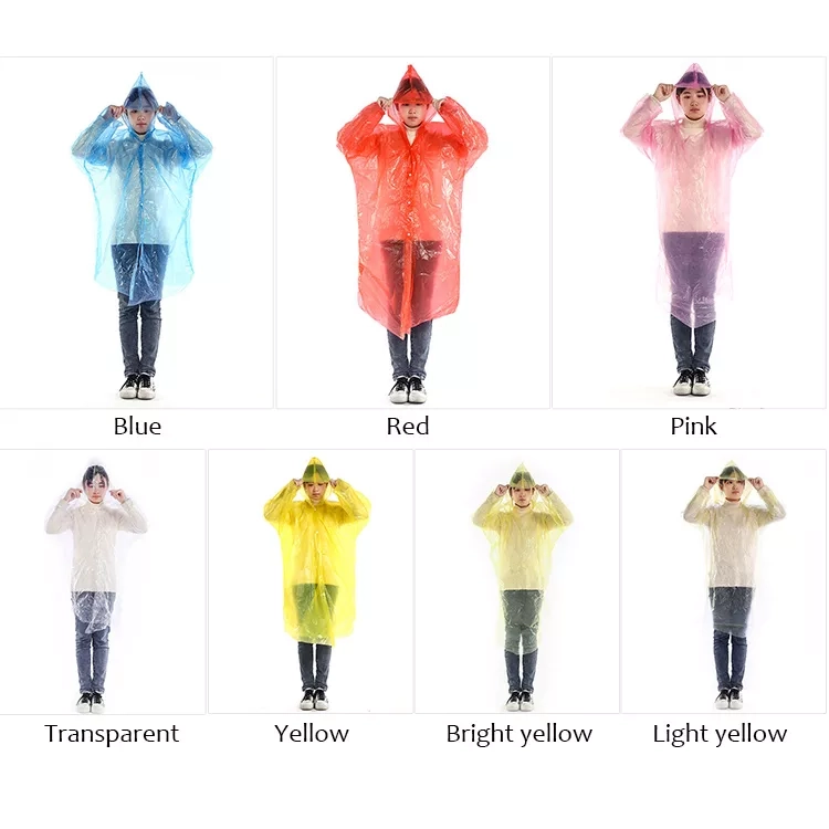 Stay Dry on the Go: Clear, Disposable Raincoats and Ponchos for One-Time Use (4)